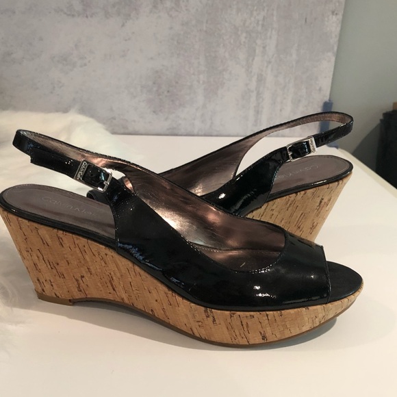 Calvin Klein Shoes - NWT Calvin Klein Black Patent Slingback Wedge